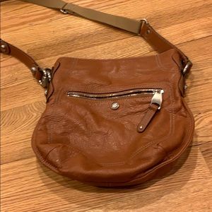 Brown leather crossbody bag